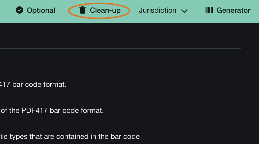 AAMVA PDF417 barcode clean cache